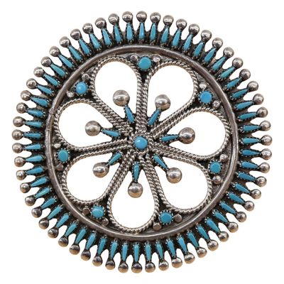 Sale Photo Thumbnail #5: V.S. Johnson Zuni Sterling Turquoise Pin Pendant