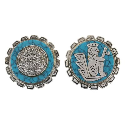 Sale Photo Thumbnail #98: JPM Mexico Sterling Turquoise Brooch Pendant Pair