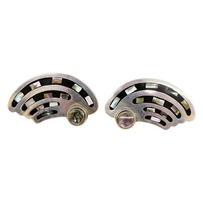 Sale Photo Thumbnail #89: Inlaid Abalone & Enamel Sterling Earrings- Mexico