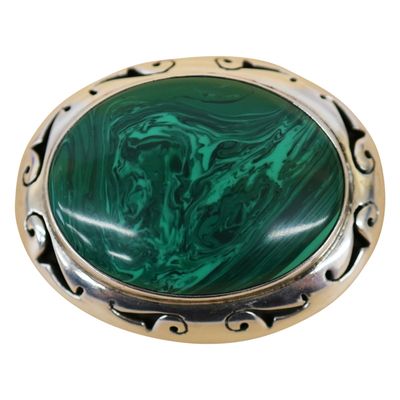 Sale Photo Thumbnail #2: Talli Mexico Sterling Malachite Brooch Pendant