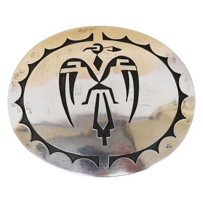 Sale Photo Thumbnail #29: William Yazzie Navajo Thunderbird Sterling Buckle