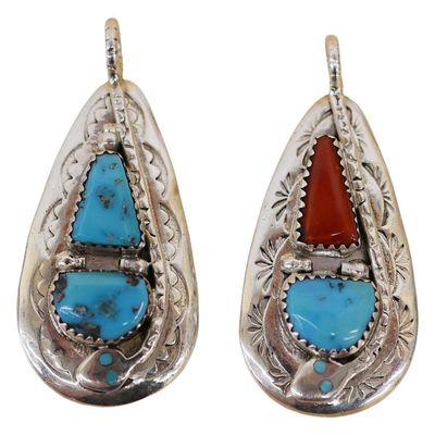Sale Photo Thumbnail #44: Effie C. Zuni Sterling Turquoise Snake Pendants