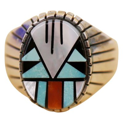 Sale Photo Thumbnail #9: Ray Jack Navajo Sterling Multistone Inlay Ring
