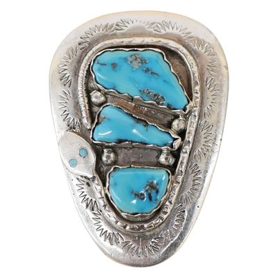 Sale Photo Thumbnail #28: Effie Calavaza Zuni Sterling Turquoise Snake Bolo