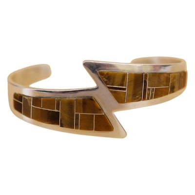 Sale Photo Thumbnail #22: Irvin Kee Navajo Sterling Tiger's Eye Cuff