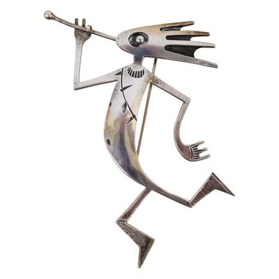 Sale Photo Thumbnail #43: Signed SP Kokopelli Sterling Dancer Brooch