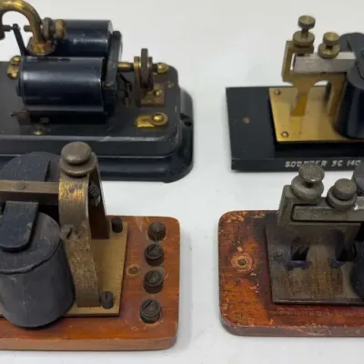 4 Antique Telegraph Sounders – Western Electric, J.H. Bunnell & Co., 140 Ohm
