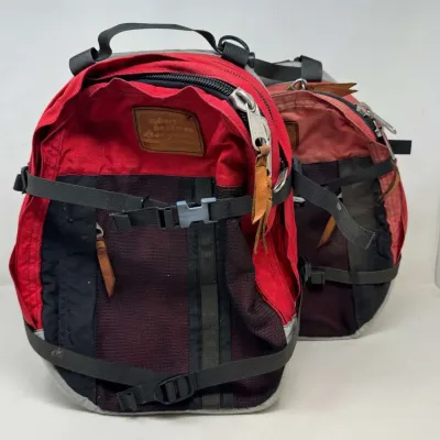 Vintage Robert Beckman Designs Backpack – Red/Black, Leather Trim, USA Made