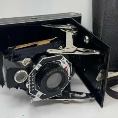 Vintage 1930s Kodak Six-16 Folding Camera with Doublet Lens & Exposure Guide