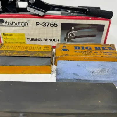 Pittsburgh Tubing Bender + Vintage Carborundum & Big Ben Sharpening Stones