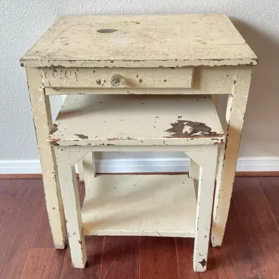 Two Small Vintage Primitive Farmhouse Tables