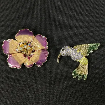 Enamel And Rhinestone Brooches