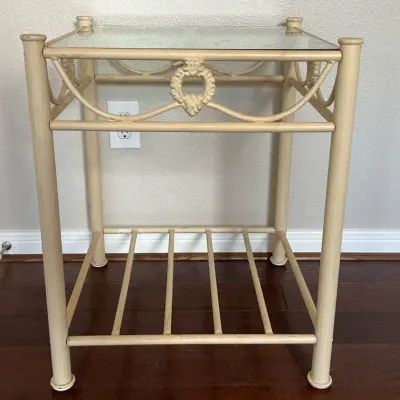 Cream Metal And Glass Accent Table