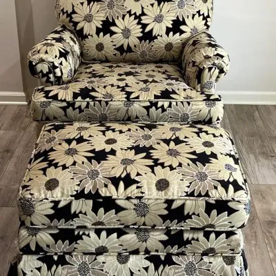 Upholstered Armchair & Ottoman
