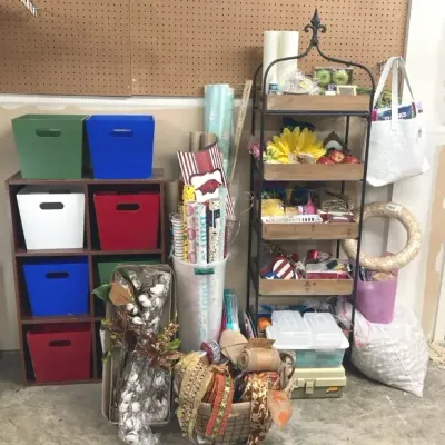 Mystery Craft Lot With Shelving & Storage All Contents Go With
