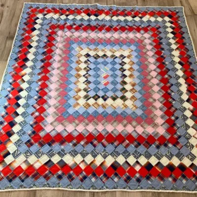 Red White & Blue Quilt Vintage 