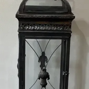 Vintage Metal & Glass Floor Lantern