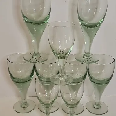 Vintage Hand Blown Heavy Water Goblets