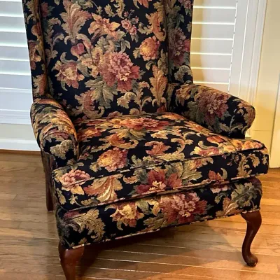Vintage Queen Anne Style Wingback Chair