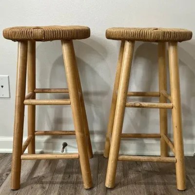 Pair Of Wood Counter Stools