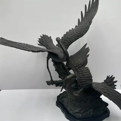 Bronze Finish Metal Crane/Heron Sculpture