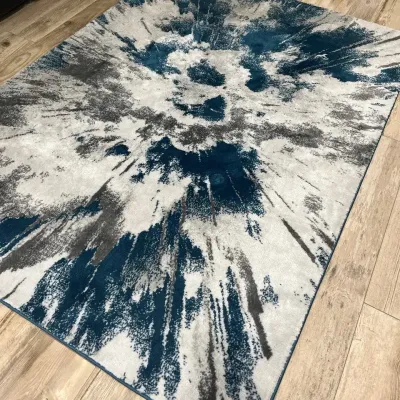 Blue & Gray Abstract Area Rug