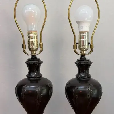 Pair of Vintage Restoration Hardware Etoile Urn Table Lamps - (2003)