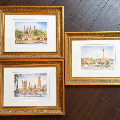 Dorothy Lloyd Griffiths Framed London Landmarks Prints Set of 3 Signed & Numbered Triptych
