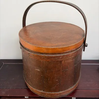 Antique Wooden Firkin Sugar Bucket