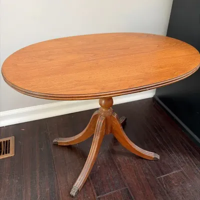 Vintage Wooden Pedestal Table 