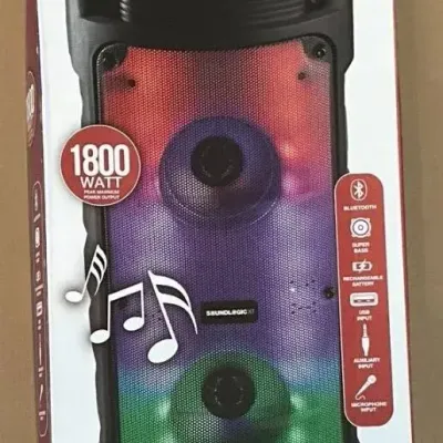 SoundLogic XT PARTY GIANT 24"H 1800W Bluetooth Speaker w/ LED lights & Wired Mic