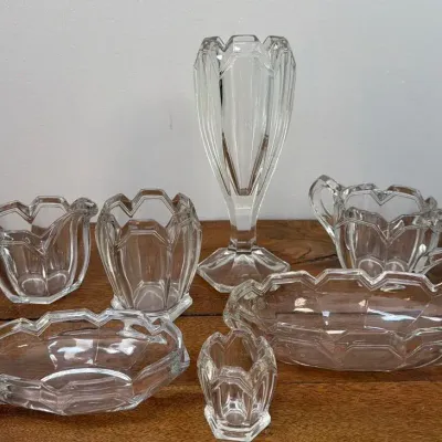 Antique Fostoria Alexis Clear Glass 7-Pc Set 