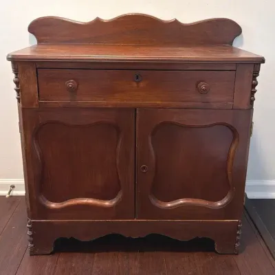 Antique Walnut Washstand / Cabinet - Historic Hillsboro IL Maker (1840-1860)