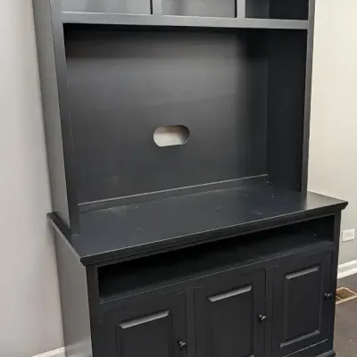Black Wooden Media Console & Hutch Entertainment Center