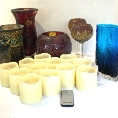 Candle Holders/Vases with Battery Operated Candles. 