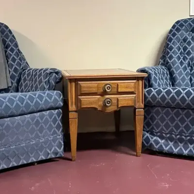 Broyhill Swivel and Rocker Chairs with Side Table