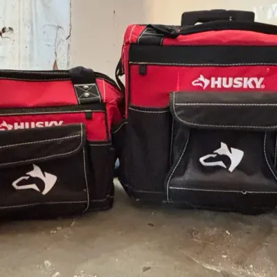 Husky Tool Bags, One With Wheels & Handle To roll 