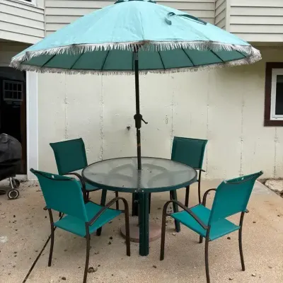 Patio Table With Umbrella Stand And Six Chairs