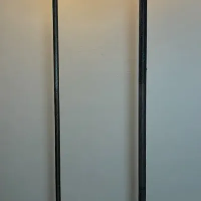 2 Metal With Glass Shade Torchiere Lamps 