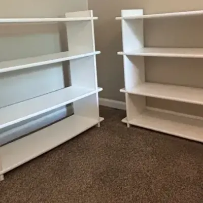 2 Painted White Wood Shelves 