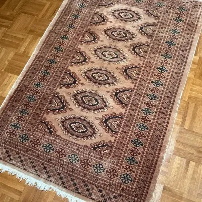 Hand Knotted Pakistani Bokhara Style Wool Rug (58 x 36)