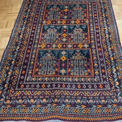 Afghan Baluch Hand Knotted Wool Prayer Rug 76 x 45 Inches