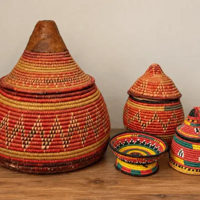East African Mesob Baskets Red 