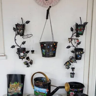 Hand Painted Hanging Pots And Wind Chimes