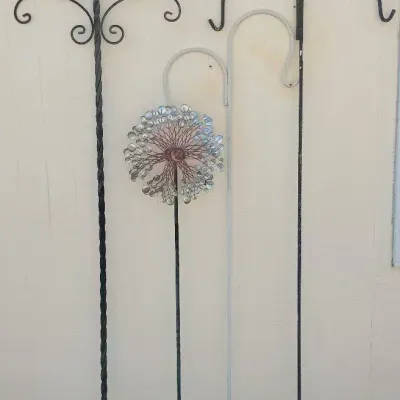 Wrought Iron Shepherd Hooks And Wind Spinner 