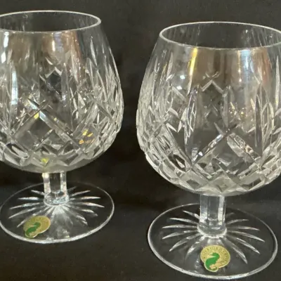 Pair of Waterford Lismore Crystal Brandy Snifters Made in Ireland 