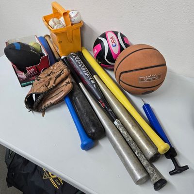 Bats, mitt and balls
