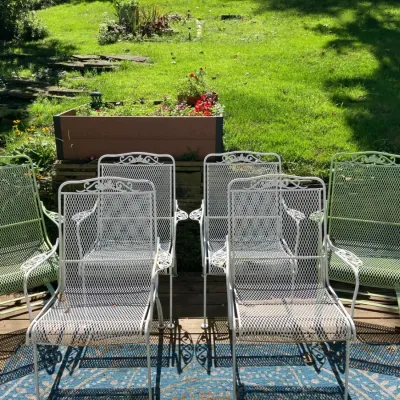 6 Wrought Iron Patio Chairs 