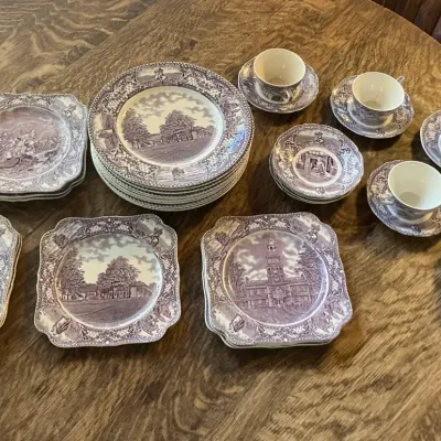 Crown Ducal Purple Transferware