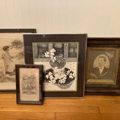 Louise Randolph Hammond Print 4/80 and Antique Framed Portrait and Prints